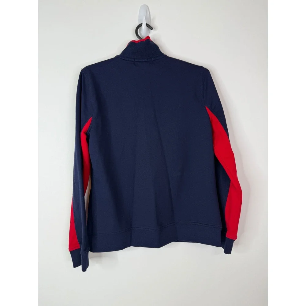 Lauren Ralph Lauren Jacket Women Petite Mediym Full Zip Track LRL Crest Navy Red